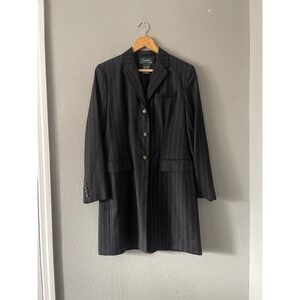 Ralph Lauren Wool Pinstriped Long Blazer